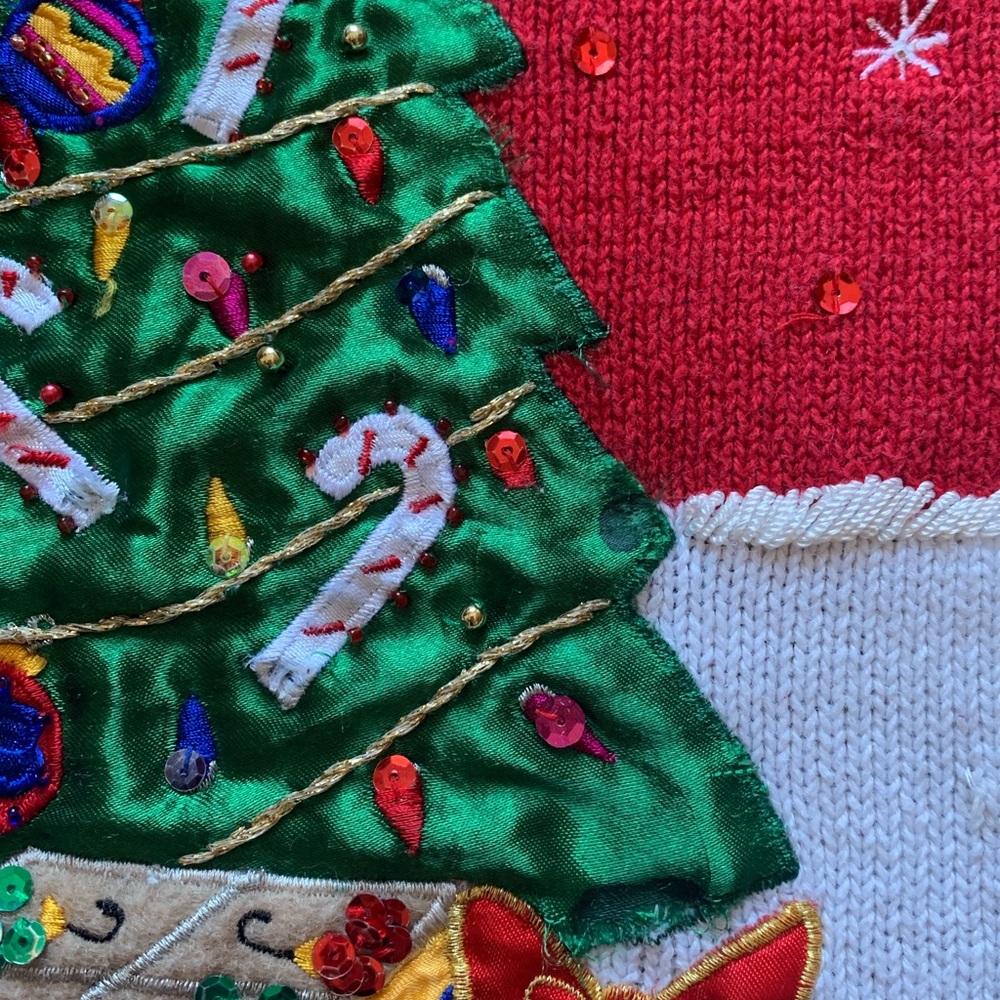 Nutcracker Vintage Ugly Christmas Holiday Sweater Teddy Bears Tree Sequins 2X-3X - Picture 8 of 16